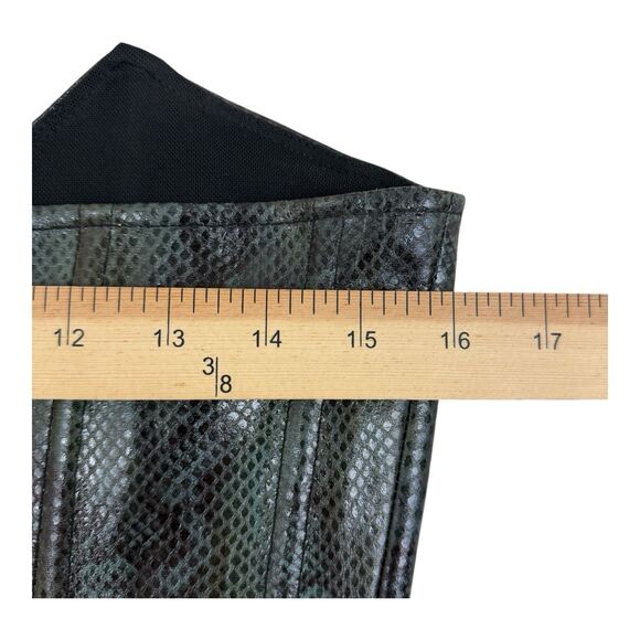 MIAOU Vegan Leather Strapless Corset Zipper Sz Medium Green Black Snake Print - Picture 5 of 5